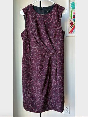 Ann Taylor NWT Polka Dot Sleeveless Midi Dress in Pink, Purple, & Black- Size 8
